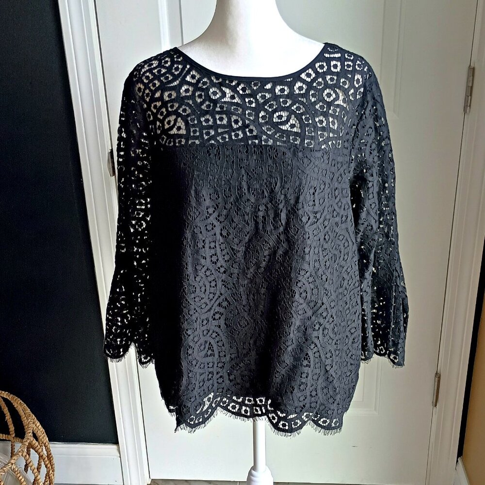 NEW! BEAUTIFUL BOHO Lace GAP BLOUSE SZ M - Picture 4 of 5